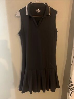 Jack Smith Sleeveless Black Polo Tennis Dress with Pleated Skirt